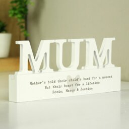 Rackhams Personalised Free Text Heart Wooden Mum Ornament plaque - thumbnail 4