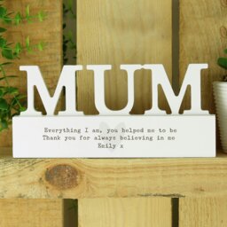 Rackhams Personalised Free Text Heart Wooden Mum Ornament plaque - thumbnail 2