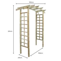 Rackhams Luna Curved Garden Arch 2.2m Pressure Treated Wooden Arch with Trellis - thumbnail 2