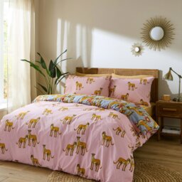 Rackhams Untamed Cheetah Cotton Reversible Duvet Cover Set Grey - Single - Grey - thumbnail 2