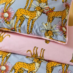 Rackhams Untamed Cheetah Cotton Reversible Duvet Cover Set Grey - Single - Grey - thumbnail 4