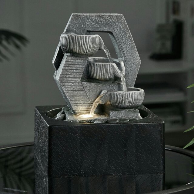 Rackhams LED Light Cascade Tabletop Fountain Relaxing Water Feature for Relaxation and Meditation Soothing Waterfall Design - image 1