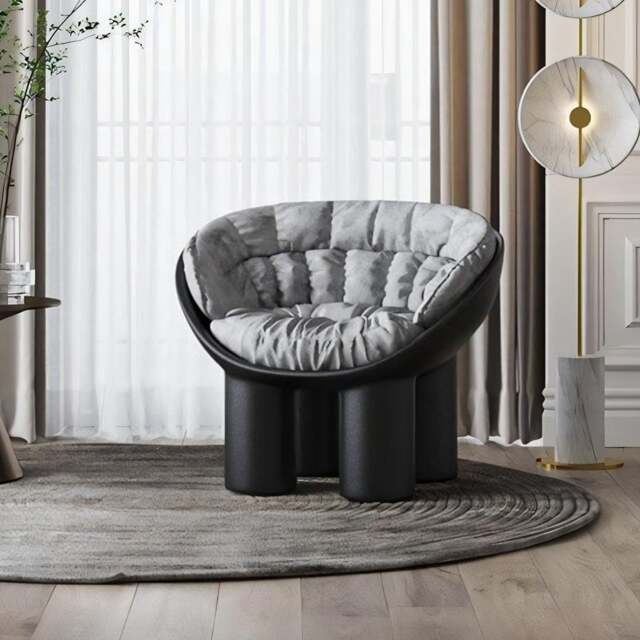Rackhams Roly Poly Fiberglass Armchair With Cushion, Black - Brown - image 1