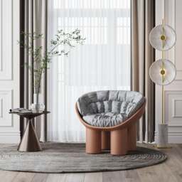 Rackhams Roly Poly Fiberglass Armchair With Cushion, Black - Brown - thumbnail 3