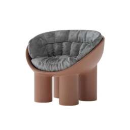 Rackhams Roly Poly Fiberglass Armchair With Cushion, Black - Brown - thumbnail 2