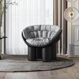 Rackhams Roly Poly Fiberglass Armchair With Cushion, Black - Brown - thumbnail 1
