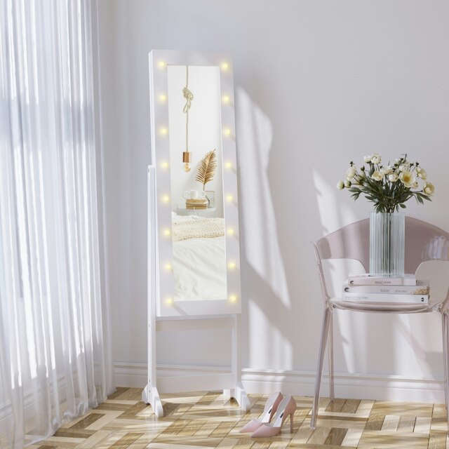 Rackhams Free Standing LED Mirrored Jewelry Cabinet Armoire Floor Organiser - image 1