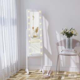 Rackhams Free Standing LED Mirrored Jewelry Cabinet Armoire Floor Organiser