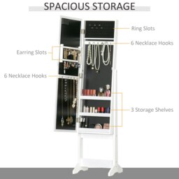Rackhams Free Standing LED Mirrored Jewelry Cabinet Armoire Floor Organiser - thumbnail 4