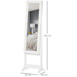 Rackhams Free Standing LED Mirrored Jewelry Cabinet Armoire Floor Organiser - thumbnail 3