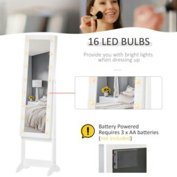 Rackhams Free Standing LED Mirrored Jewelry Cabinet Armoire Floor Organiser - thumbnail 5