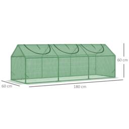 Rackhams Mini Greenhouse, Small Plant Grow House for Outdoor with Durable PE Cover, Observation Windows, 180 x 60 x 60 cm, Green - thumbnail 2