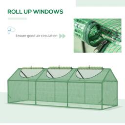 Rackhams Mini Greenhouse, Small Plant Grow House for Outdoor with Durable PE Cover, Observation Windows, 180 x 60 x 60 cm, Green - thumbnail 4