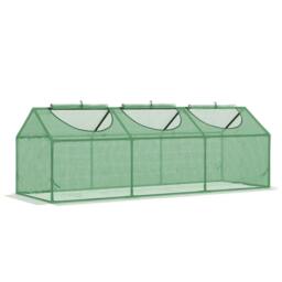 Rackhams Mini Greenhouse, Small Plant Grow House for Outdoor with Durable PE Cover, Observation Windows, 180 x 60 x 60 cm, Green - thumbnail 1