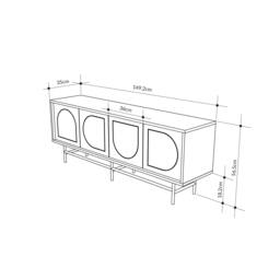 Rackhams Modern TV Stand & Cabinet with 4 Doors, Laser-Cut Design, Fits up to 58-Inch TVs, Soft-Close Metal Legs, Oak-Moss Green - Oak Moss Green - thumbnail 3