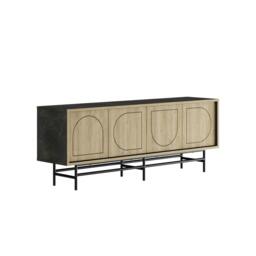 Rackhams Modern TV Stand & Cabinet with 4 Doors, Laser-Cut Design, Fits up to 58-Inch TVs, Soft-Close Metal Legs, Oak-Moss Green - Oak Moss Green - thumbnail 2