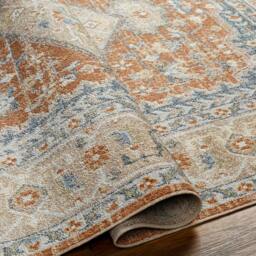 Rackhams Lillian-Washable Orange Brown Traditional Vintage Boho Rug - 140 x 200 cm - thumbnail 4