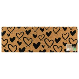 Rackhams Eco-Friendly Latex Backed Coir Entrance Doormat Runner, 40x120cm - Hearts - 1 - Brown - thumbnail 1