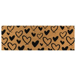 Rackhams Eco-Friendly Latex Backed Coir Entrance Doormat Runner, 40x120cm - Hearts - 1 - Brown - thumbnail 2