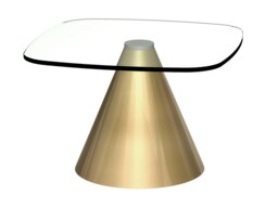 Rackhams Oscar Square Side Tables - Brass Brushed - Clear Glass - thumbnail 1