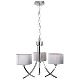 Rackhams Justina 3 Light Polished Chrome Chandelier with Silver String Shade - thumbnail 2