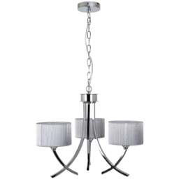 Rackhams Justina 3 Light Polished Chrome Chandelier with Silver String Shade - thumbnail 3