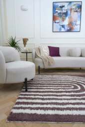 Rackhams Moodi Shaggy Purple Velvetine Rug - Ø 120 cm - thumbnail 3
