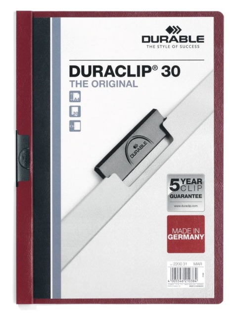 Rackhams DURACLIP 30 Sheet Document Clip File Folder - 25 Pack - A4 Dark Red - image 1