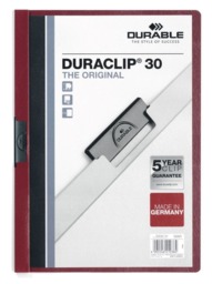 Rackhams DURACLIP 30 Sheet Document Clip File Folder - 25 Pack - A4 Dark Red - thumbnail 1