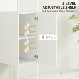 Rackhams Tall Bathroom Cabinet with 3 Open Shelves Adjustable Shelf, White - White - Tall bathroom cabinet - Particleboard, steel - thumbnail 5