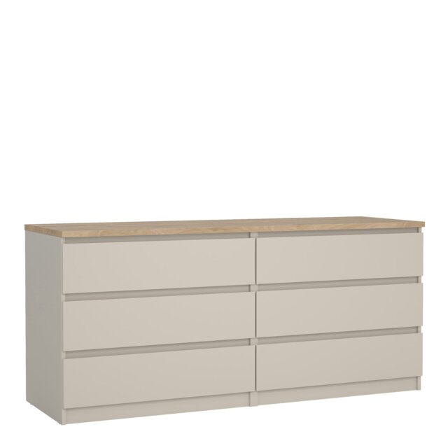 Rackhams Naia Wide Chest of 6 Drawers (3+3) in Cashmere Jackson Hickory - Cashmere & oak - Matt - Melamine - image 1