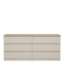 Rackhams Naia Wide Chest of 6 Drawers (3+3) in Cashmere Jackson Hickory - Cashmere & oak - Matt - Melamine - thumbnail 2