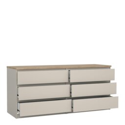 Rackhams Naia Wide Chest of 6 Drawers (3+3) in Cashmere Jackson Hickory - Cashmere & oak - Matt - Melamine - thumbnail 4