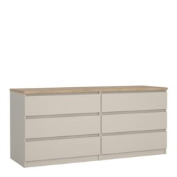 Rackhams Naia Wide Chest of 6 Drawers (3+3) in Cashmere Jackson Hickory - Cashmere & oak - Matt - Melamine - thumbnail 1