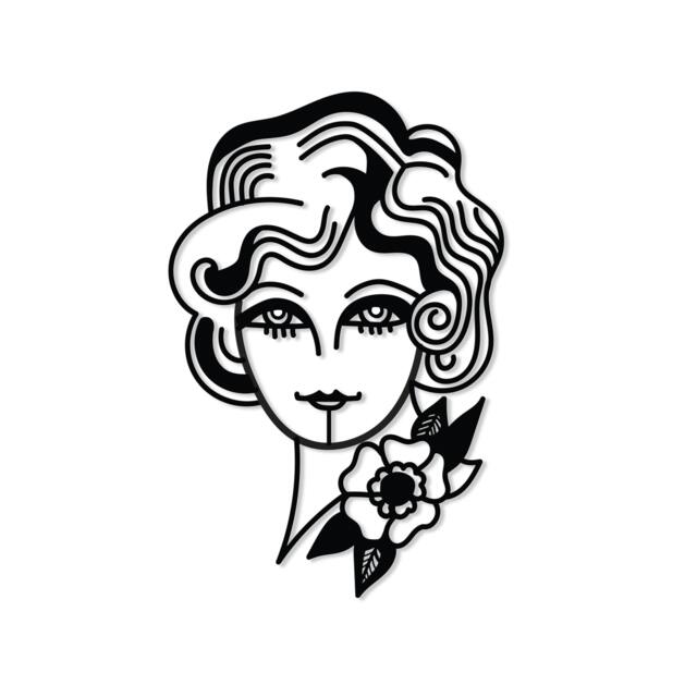 Rackhams Modern Metal Wall Art Woman in Flowers Theme Home Ornament Decorative Minimalist Design Hanging Wall Sculpture, Black - Metal - Black - image 1