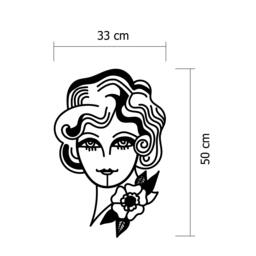 Rackhams Modern Metal Wall Art Woman in Flowers Theme Home Ornament Decorative Minimalist Design Hanging Wall Sculpture, Black - Metal - Black - thumbnail 3
