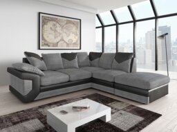 Rackhams Dino Jumbo Cord with Leather 4-5 Seater Fabric Corner Sofa in Grey with Black - Left Hand Corner - thumbnail 5