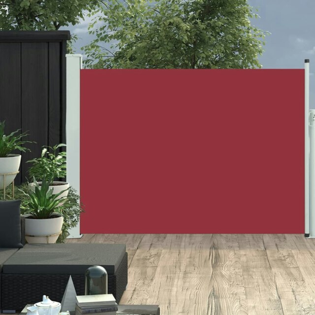 Rackhams Patio Retractable Side Awning 100x500 cm Red - Red - Fabric with PU coating + powder coated steel cover - image 1
