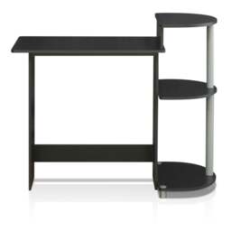 Rackhams Contemporary Desk - Compact Computer Desk with Shelves, Black/Grey, /GY with Functional Design - 11181BK - thumbnail 4