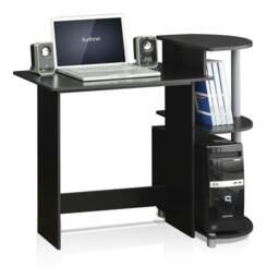 Rackhams Contemporary Desk - Compact Computer Desk with Shelves, Black/Grey, /GY with Functional Design - 11181BK - thumbnail 3