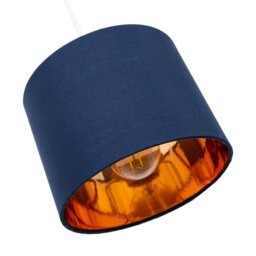 "Rackhams Modern Navy Blue Cotton Fabric Small 8"" Lamp Shade with Shiny Copper Inner" - thumbnail 3