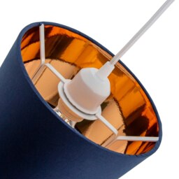 "Rackhams Modern Navy Blue Cotton Fabric Small 8"" Lamp Shade with Shiny Copper Inner" - thumbnail 4