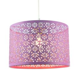 Rackhams Lavender Lilac Moroccan Metal Pendant Lamp Shade with Floral Decor - thumbnail 2