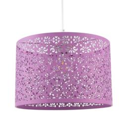 Rackhams Lavender Lilac Moroccan Metal Pendant Lamp Shade with Floral Decor