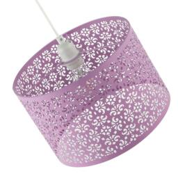 Rackhams Lavender Lilac Moroccan Metal Pendant Lamp Shade with Floral Decor - thumbnail 3