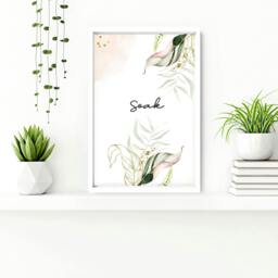 Rackhams Bathroom with art - Set of 3 Tropical wall art prints - A4 8.27 x 11.69 in / 21 x 29.7 cm - Satin Photo paper 280 gsm - Oak Frame - thumbnail 6