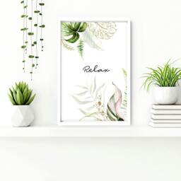 Rackhams Bathroom with art - Set of 3 Tropical wall art prints - A4 8.27 x 11.69 in / 21 x 29.7 cm - Satin Photo paper 280 gsm - Oak Frame - thumbnail 5