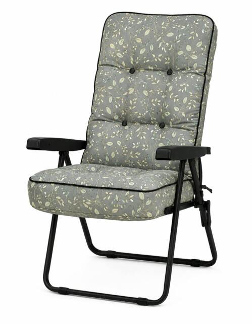 Rackhams Deluxe Garden Recliner Chair with Cushion - Foldable Outdoor Lounger - COUNTRY TEAL - 99cm x 58cm x 58cm - image 1