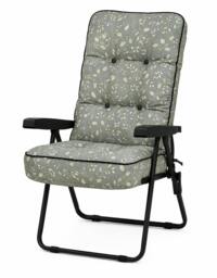 Rackhams Deluxe Garden Recliner Chair with Cushion - Foldable Outdoor Lounger - COUNTRY TEAL - 99cm x 58cm x 58cm - thumbnail 1