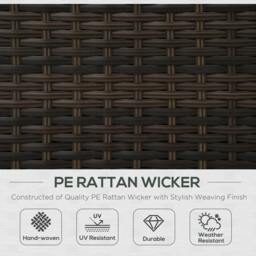 Rackhams Single Seater Rattan Chair, PE Wicker Garden Armchair with 10 cm Thickened Cushion, All-Weather Rattan Garden Chair with Armrests, Brown - thumbnail 4